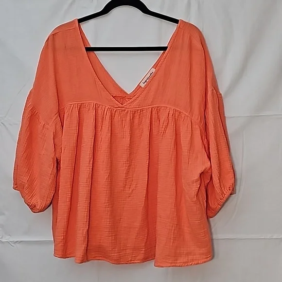 Melon Gauzy Top Oversized Medium - Picture 3 of 10